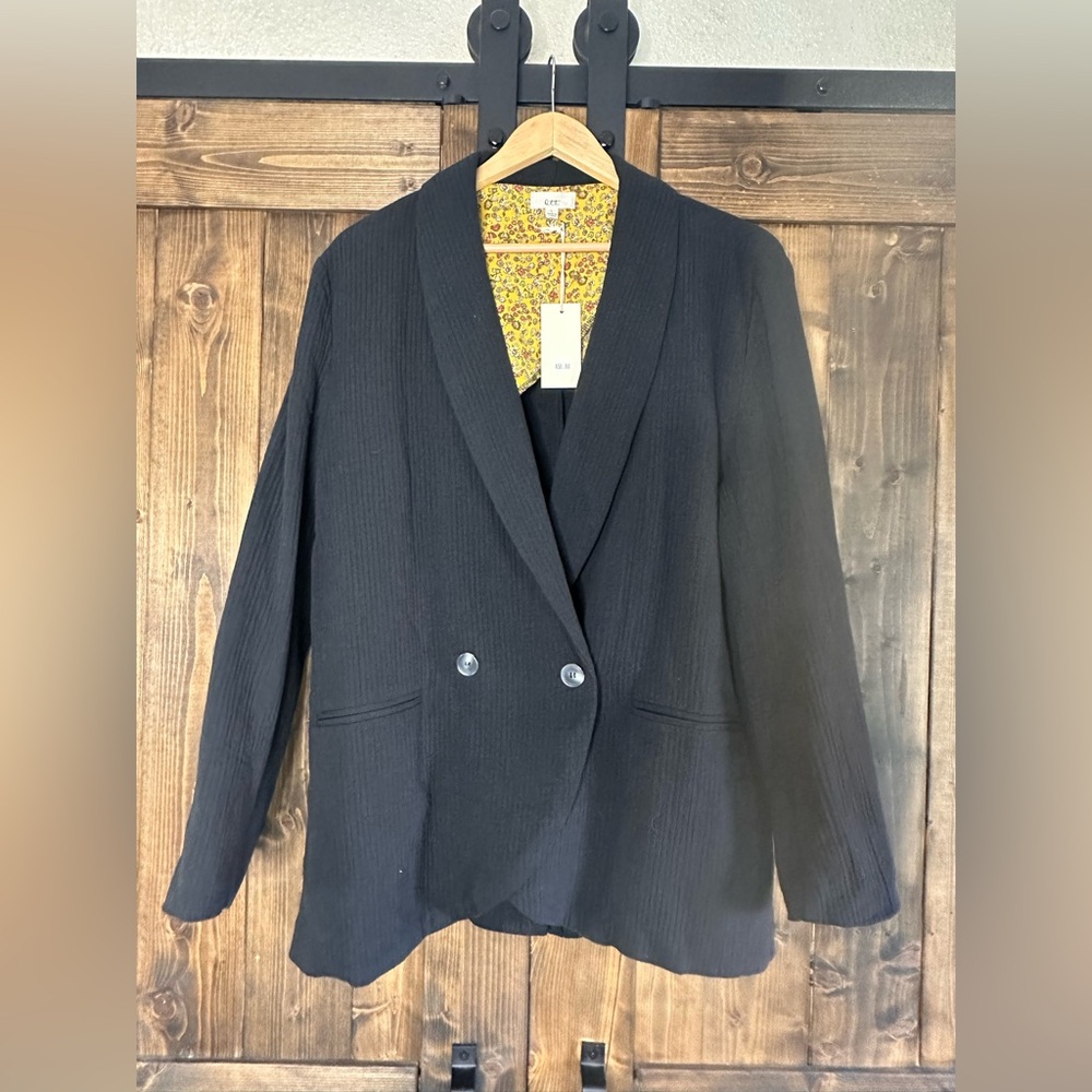 Women's Black Textured Blazer with cool lining. New
